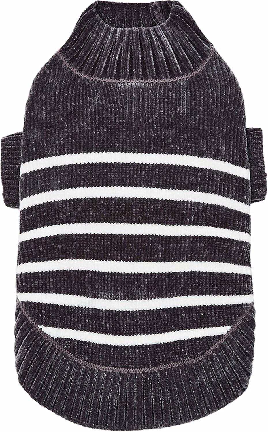 Cozy Soft Chenille Striped Christmas Sweater, Grey, 10" Back Length – Perfect Holiday Outfit for Small Stylish Dogs