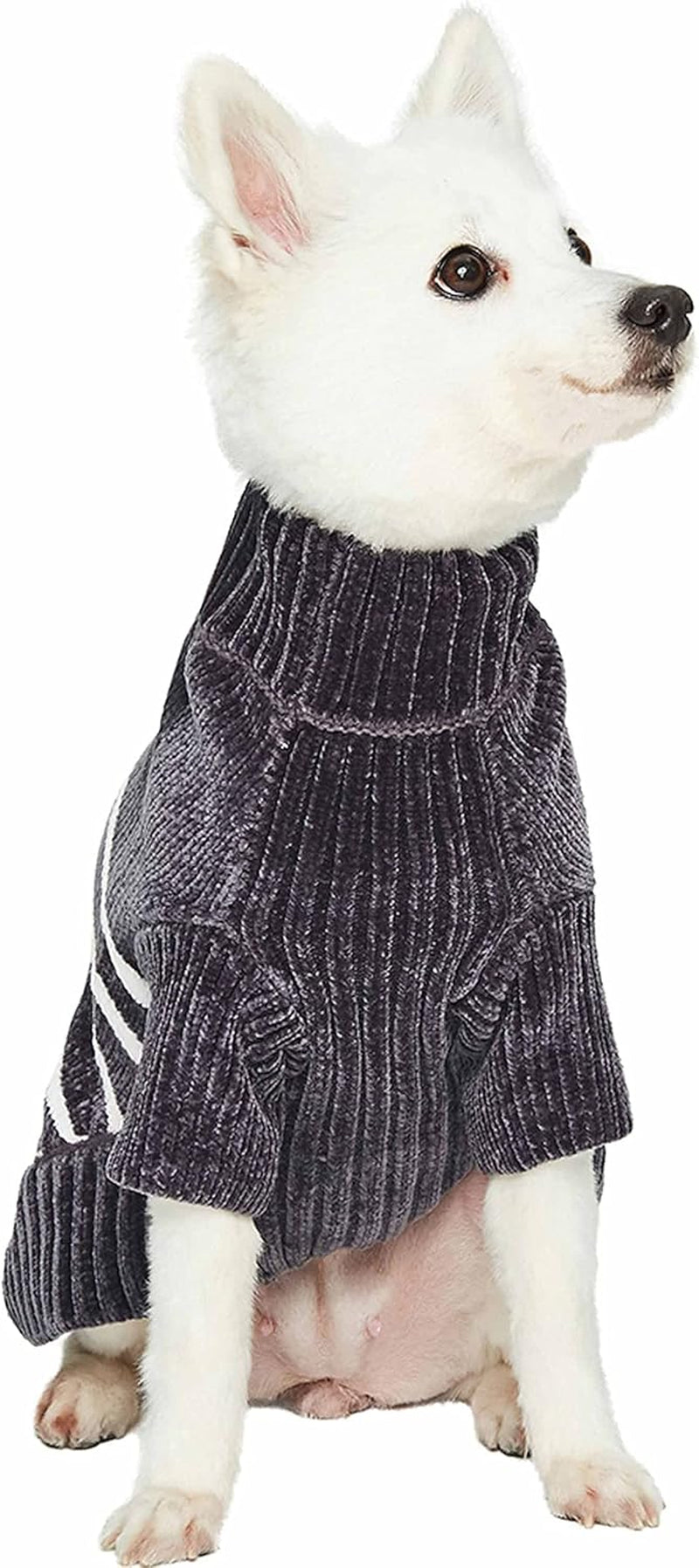 Cozy Soft Chenille Striped Christmas Sweater, Grey, 10" Back Length – Perfect Holiday Outfit for Small Stylish Dogs