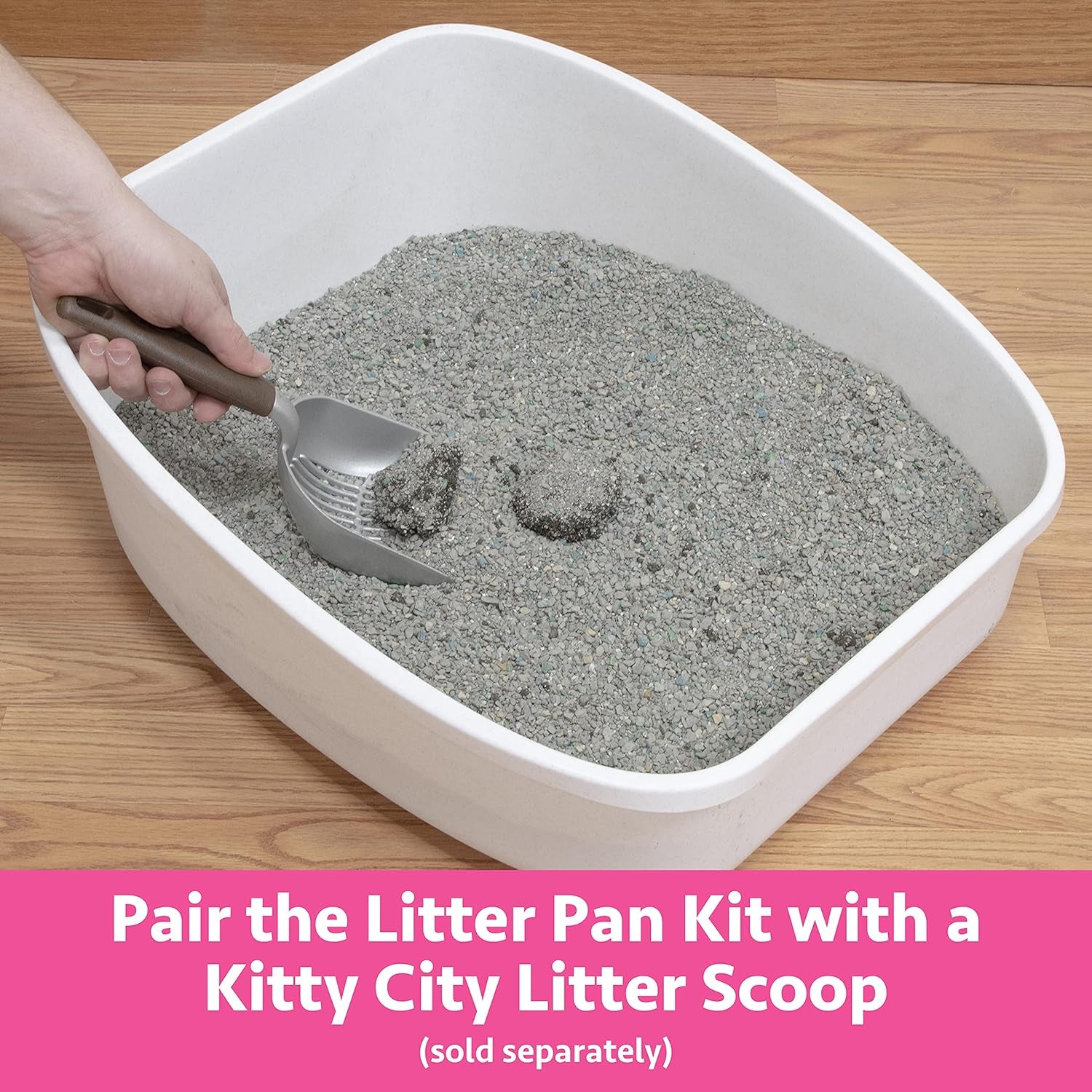 Large Cat Litter Box Set – 2 Open Litter Pans with High Back, Easy to Clean & Durable Plastic – XL Litter Box for Odor Control & Multi-Cat Households